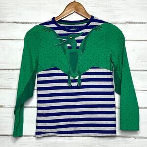 Mini Boden Dinosaur Long Sleeve Shirt 9–10Y Pterodactyl Striped Top Boys Girls